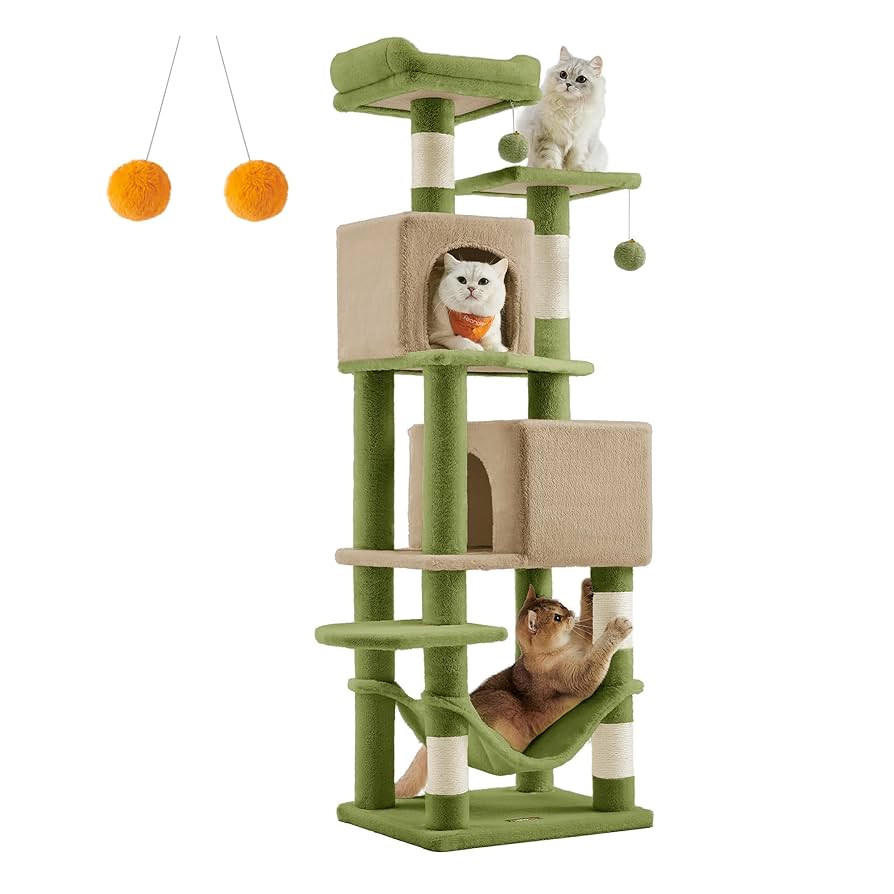 Amazon | FEANDREA キャットタワー 猫タワー スリム 人気 大型猫